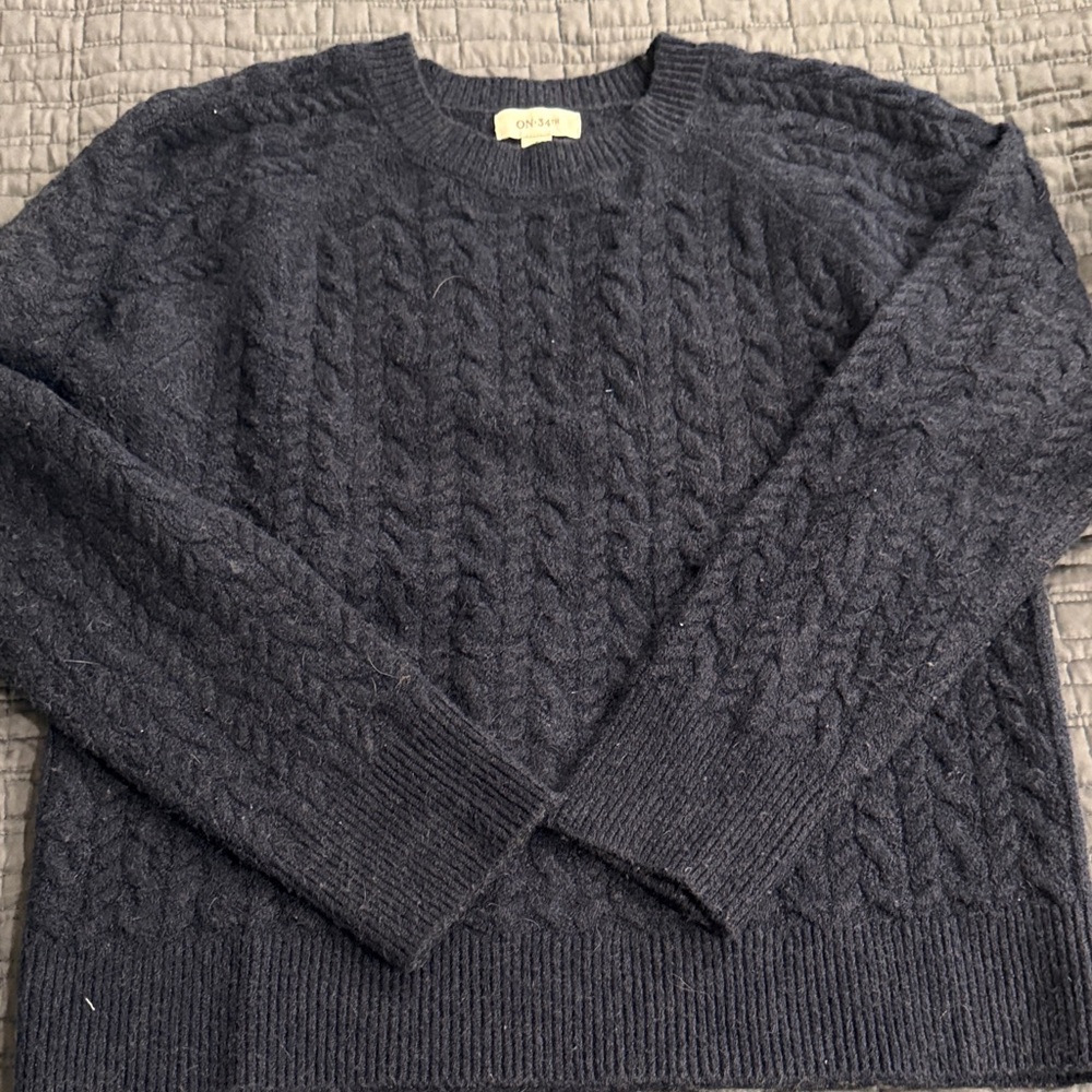 On 34th navy blue Cable Knit Sweater